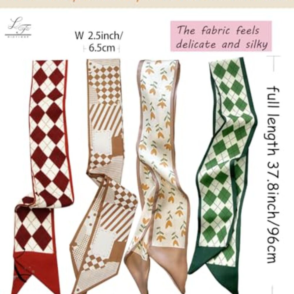 Simulated Silk Scarf Set Versatile Lightweight Ac… - image 6